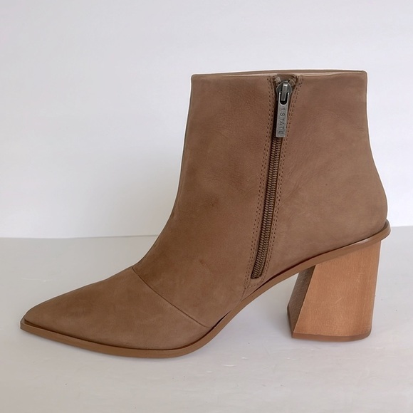 1. State Women's Kelte Pointed Toe Brown Leather Bootie Shoes Size 11M NWT - Picture 3 of 7